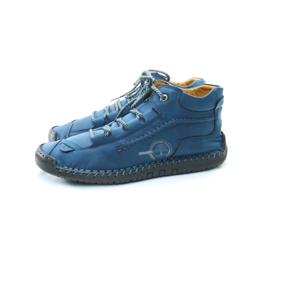 Men’s Blue Hand-Stitched Casual Boots - Size 43 (US 10)